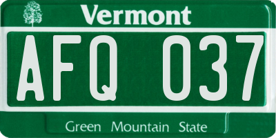VT license plate AFQ037