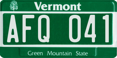 VT license plate AFQ041