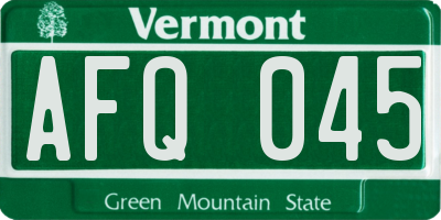VT license plate AFQ045