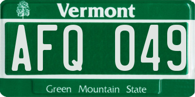 VT license plate AFQ049