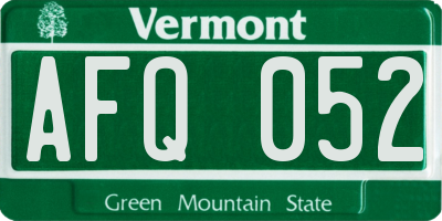 VT license plate AFQ052