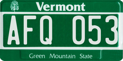 VT license plate AFQ053