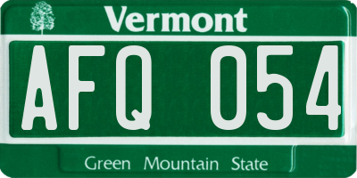 VT license plate AFQ054