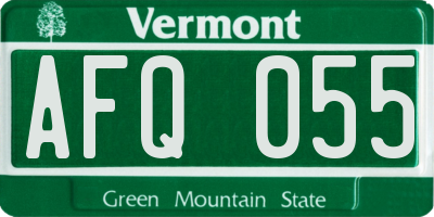 VT license plate AFQ055
