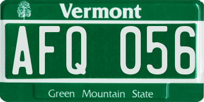 VT license plate AFQ056