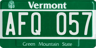 VT license plate AFQ057
