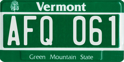 VT license plate AFQ061