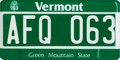 VT license plate AFQ063