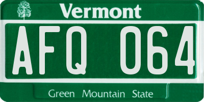 VT license plate AFQ064