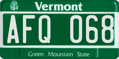 VT license plate AFQ068