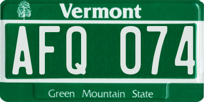 VT license plate AFQ074