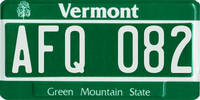 VT license plate AFQ082
