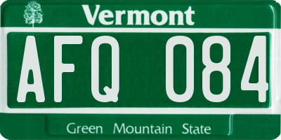 VT license plate AFQ084