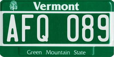 VT license plate AFQ089