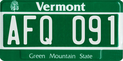 VT license plate AFQ091