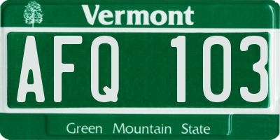 VT license plate AFQ103