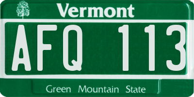 VT license plate AFQ113