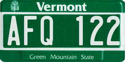 VT license plate AFQ122