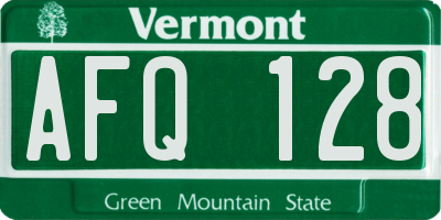 VT license plate AFQ128