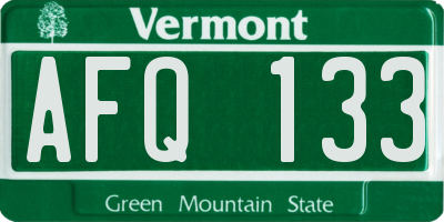 VT license plate AFQ133