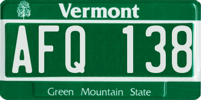 VT license plate AFQ138