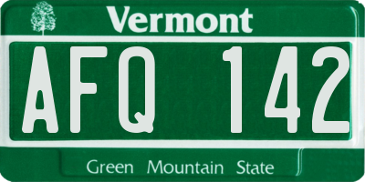 VT license plate AFQ142