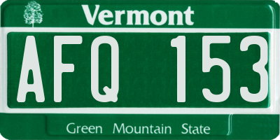 VT license plate AFQ153
