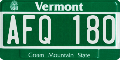 VT license plate AFQ180