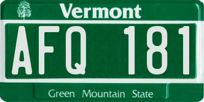 VT license plate AFQ181