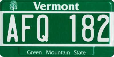 VT license plate AFQ182