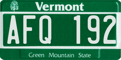 VT license plate AFQ192