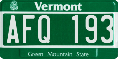 VT license plate AFQ193