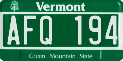 VT license plate AFQ194