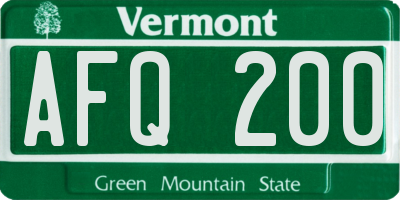 VT license plate AFQ200