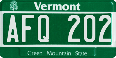VT license plate AFQ202