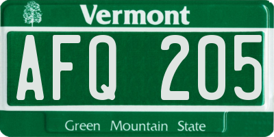 VT license plate AFQ205