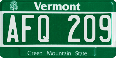 VT license plate AFQ209