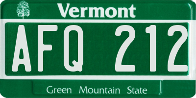 VT license plate AFQ212