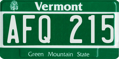 VT license plate AFQ215