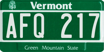 VT license plate AFQ217