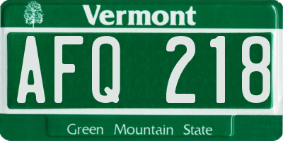 VT license plate AFQ218