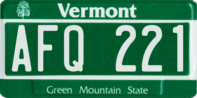 VT license plate AFQ221