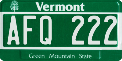 VT license plate AFQ222