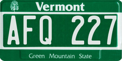 VT license plate AFQ227