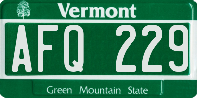 VT license plate AFQ229