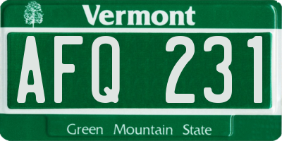 VT license plate AFQ231