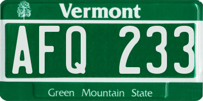 VT license plate AFQ233