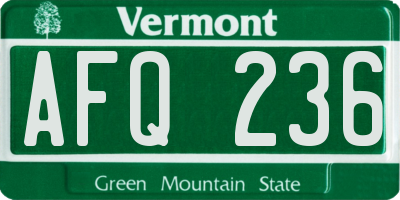 VT license plate AFQ236