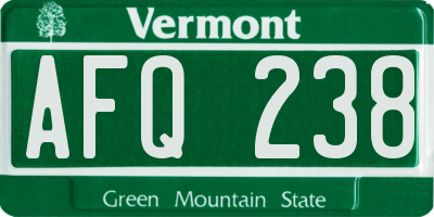 VT license plate AFQ238