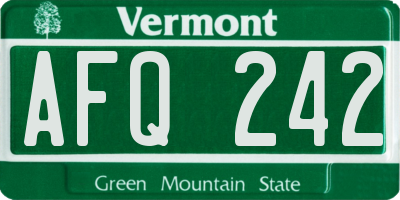 VT license plate AFQ242